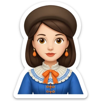 brunette woman with traditional dutch clothing sticker