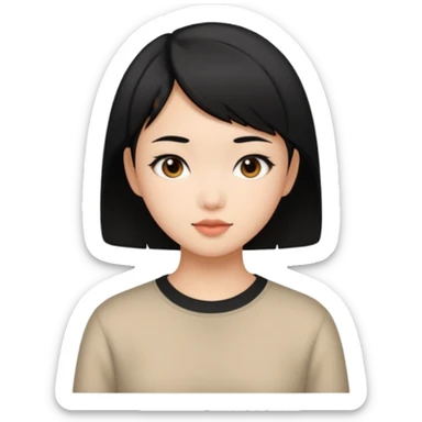 Asian pretty girl with black color short hair sticker