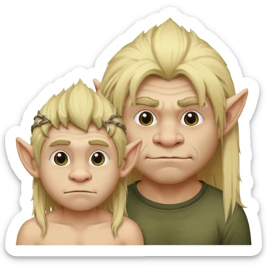 ugly troll with blonde long hair next to short twink with short blonde hair sticker