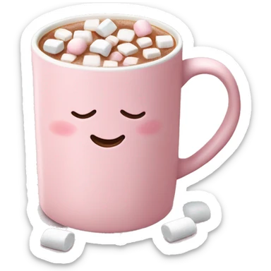 Light Pink mug of hot chocolate with marshmallows  sticker