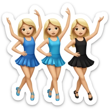Emoji of 3 Girls dancing one with blonde hair, one tan skin with brown hair and one with black  hair ONLY ONE IS BLONDE sticker