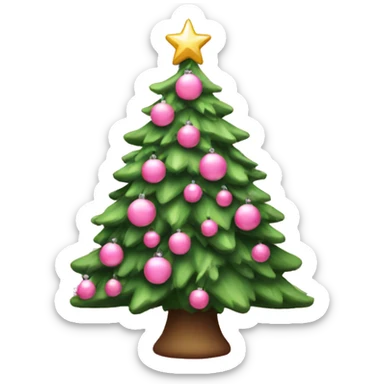 Pink cute Christmas tree sticker