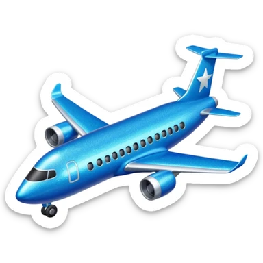 Glitter blue avião sticker
