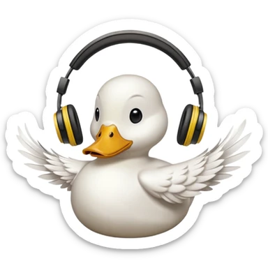 duck listening to music with headphones  sticker