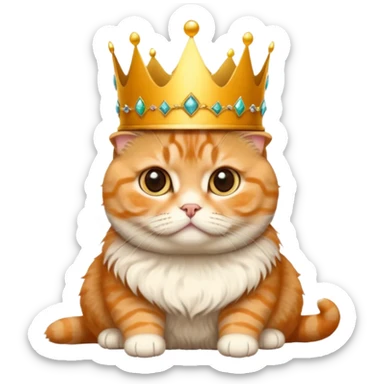 Orange Scottish fold with crown, queen  sticker