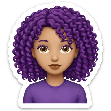 Chica morenito claro pelo morado oscuro rizado sticker