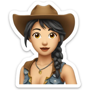hot cowgirl asian sticker