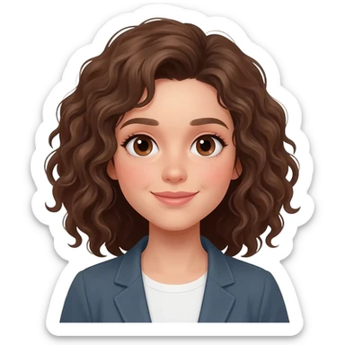 white girl with brown curly/wavy hair and brown eyes sticker