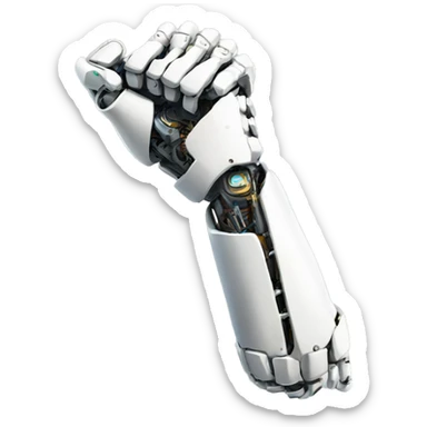 White mechanical cyborg arm and bicep sticker