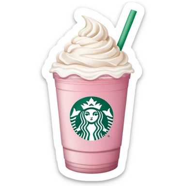 A pink Starbucks Iced Latte with whip cream sticker