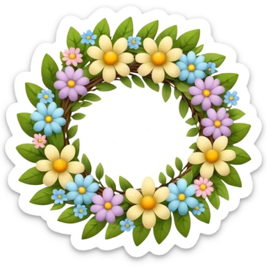flower easter wreath, made in a shape of an egg sticker