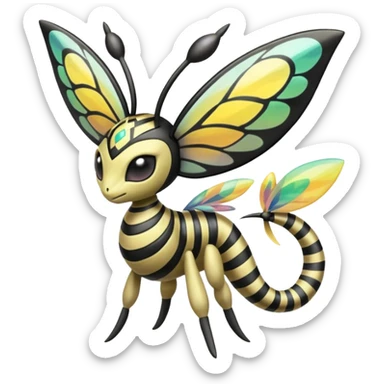 zig-zag-patterned tribal tropical hot spotted striped Meloetta-Beedrill-Giratina-Noibat-Pokémon-Fakémon-fusion-hybrid-creature sticker