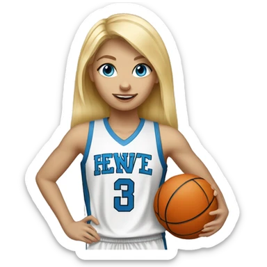 blonde hair blue eyed girl playing basketball sticker