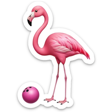 Flamingo playing bowling  sticker