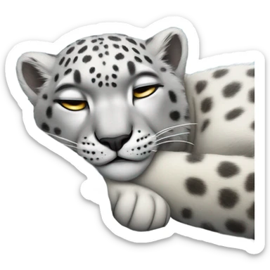 Sleeping laying snow leopard  sticker