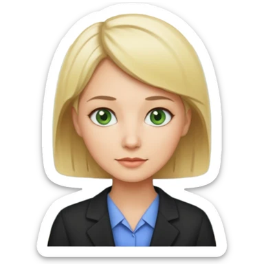 blonde teacher with short hair and green eyes sticker