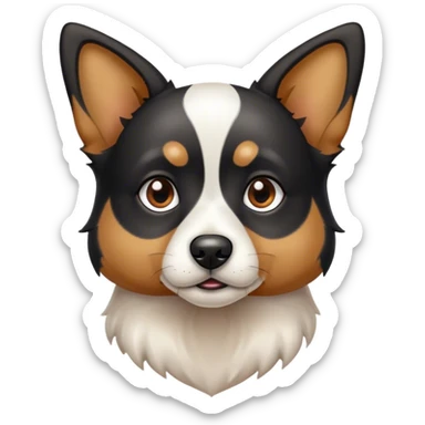 Black tan and white dog with pointy ears sticker
