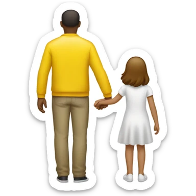 father and daughter holding their hands and seen from the back (style samsung emoji yellow people) sticker