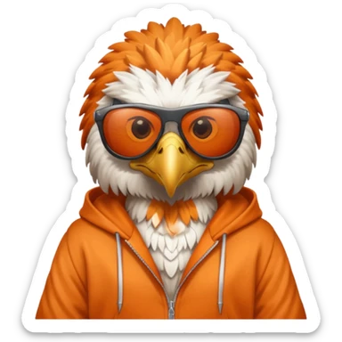 eagle with orange hoodie wearing sunglasses sticker