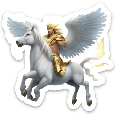 Pegasus creature flying with Zeus on it  sticker