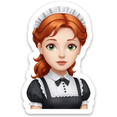 Redheaded woman and a French maid outfit sticker