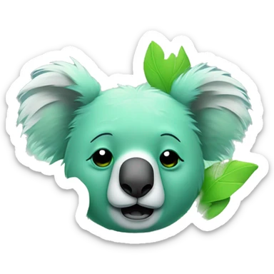 neon green koala crying and depressed with green leafs sticker