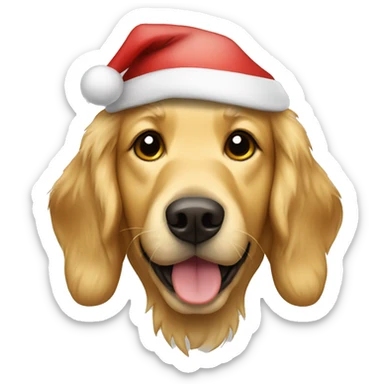Golden retriever wearing a Santa hat sticker