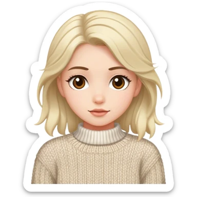 A girl wearing an aran tweed white sweater sticker