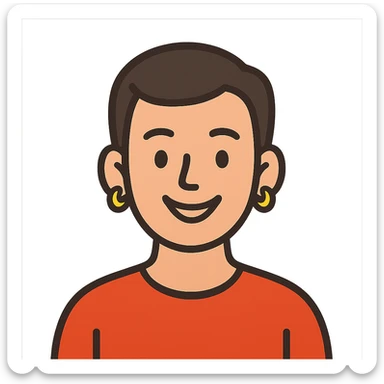 flat toon style smiling man with earrings sticker