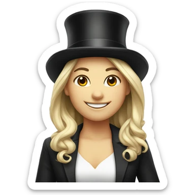 smiling girl white skin, in top hat sticker