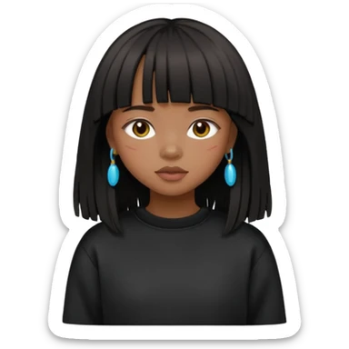 Philippino girl in black fringed sweatshirt sticker