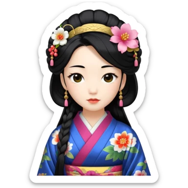 Japanese Princess with floral hairpin sticker