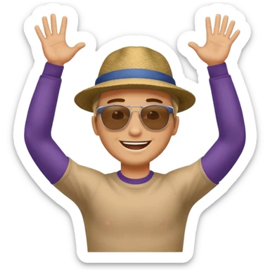 man raising his arms because of freedom sticker