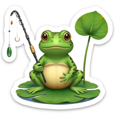 An adorable toad fishing sticker