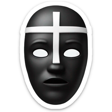 Black Mask  with  a striking 3D white crucifix  sticker
