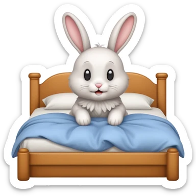 cartoon rabbit jumps out of bed sticker