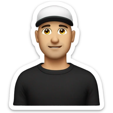 Bald Italian man with black cap and black t-shirt  sticker