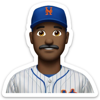 Man with a small mustache in a mets jersey sticker