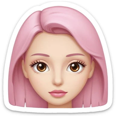 brown eyes, lite pink lips, eye lashes sticker