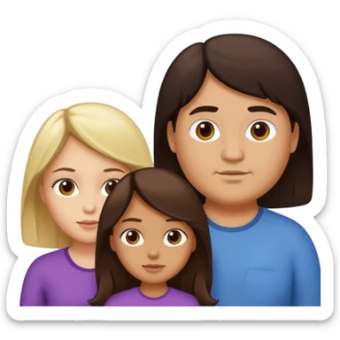 Familia de 4 personas : Hombre gordito pelo oscuro, Mujer pelo cafe, hija 1 pelo mono e hija 2 pelo oscuro. sticker