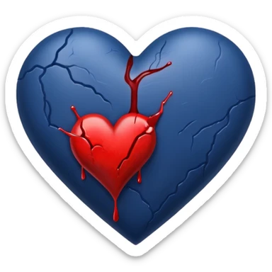 Bleeding navy blue heart  sticker