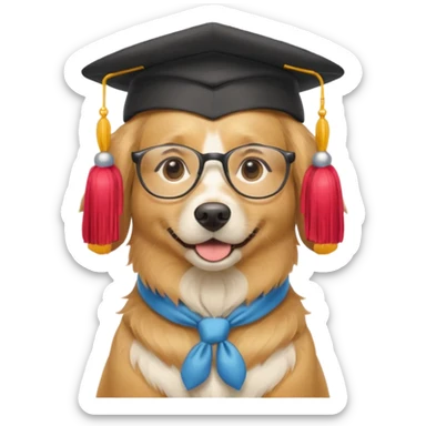 dog in a professor's hat and glasses sticker