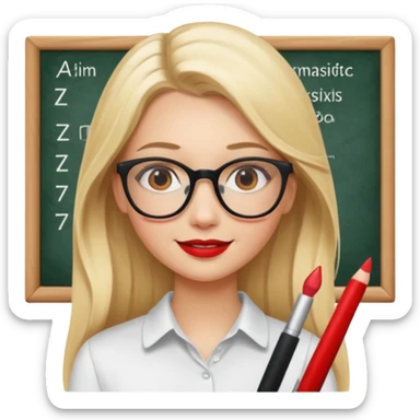 blondy girl with glasses learn analytics she is so pretty and seems like director bitch of company. with long hair and red lips and with makeup sticker