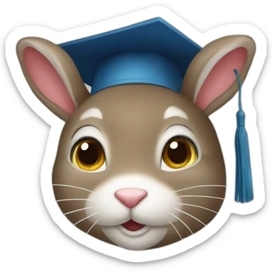 Ukrainian rabbit student in a square academic cap sticker