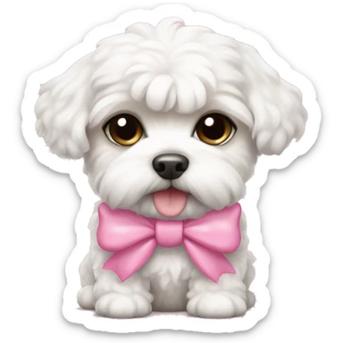 Schichon puppy pink bow sticker