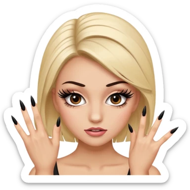 Girl with fake eyelashes and fake nails with feisty pose and sassy expression sticker