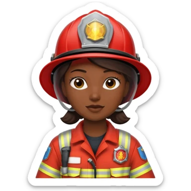 firefighter woman dark skin sticker