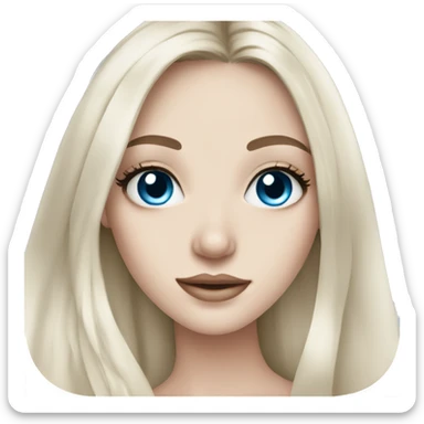 Instagram model girl with long black hair, pale skin and pretty blue eyes sticker