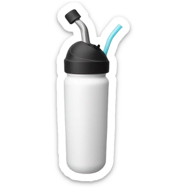 Black reusable metal water bottle with straw sticker