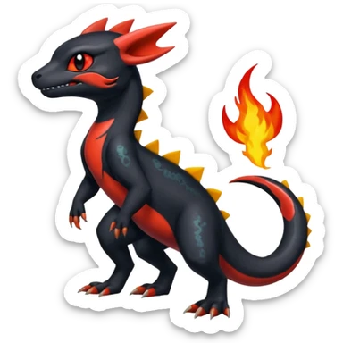 Shiny Exotic Salandit-Umbreon-Charmeleon-Fakémon-hybrid-creature (full body)  sticker